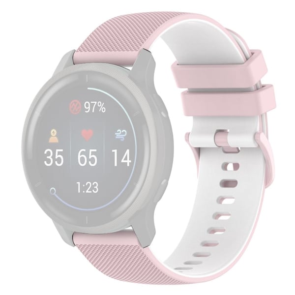 20 mm silikone-urrem til Garmin-ur - Lyserød / Hvid