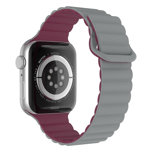 Apple Watch Series 8 (45mm) / Watch Ultra silikoninen ranneke - Harmaa / Viininpunainen