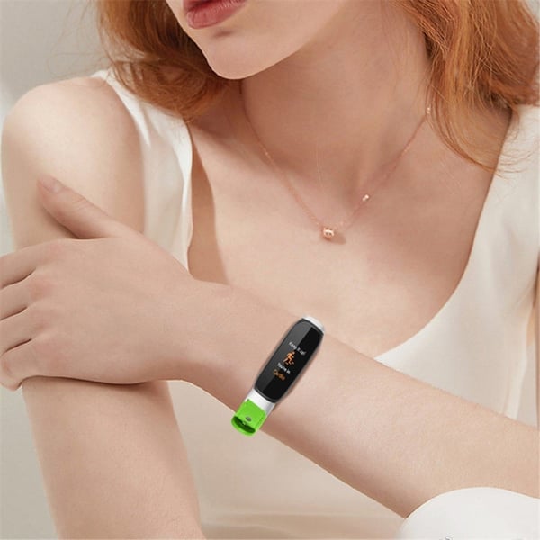 Fitbit Luxe klokkerem i okseskinn med sølvfarget kontakt - Fluorescerende Grønn