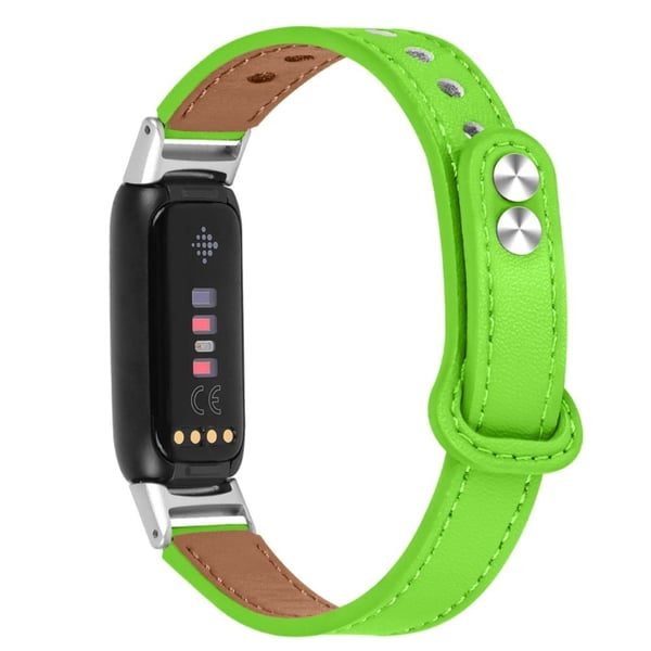 Fitbit Luxe klokkerem i okseskinn med sølvfarget kontakt - Fluorescerende Grønn
