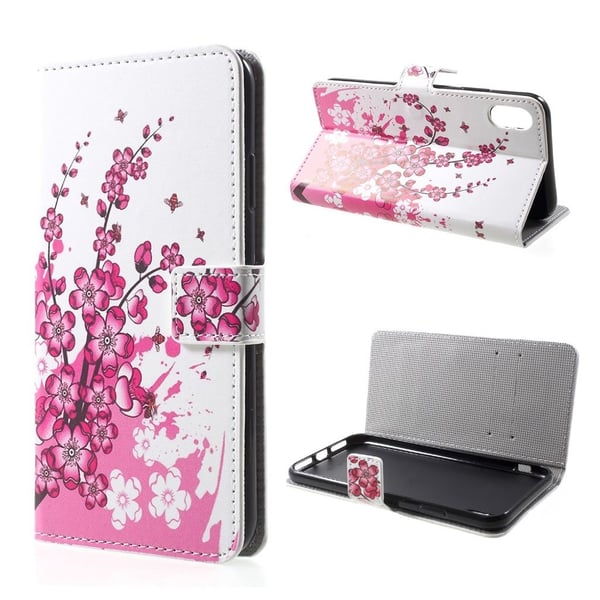 iPhone Xs Max læder flip cover med mønsterprint - Plum Blossom iPhone Xs Max læder flip cover med mønsterprint - Plum Blossom