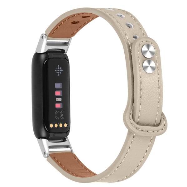Fitbit Luxe urrem af okselæder i øverste lag med sølvstik - Elfenbenshvid