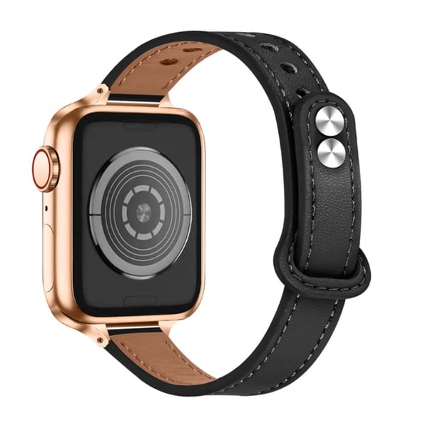 Apple Watch Series 8 (41 mm) klokkerem i ekte okseskinn - Svart