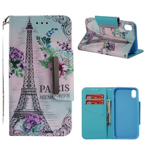 iPhone Xs Max flip cover i læder med mønsterprint - Eiffeltårnet iPhone Xs Max flip cover i læder med mønsterprint - Eiffeltårnet