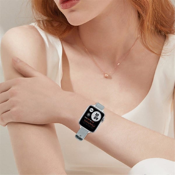 Apple Watch Series 8 (45 mm) / Watch Ultra topplag klokkerem i ekte okseskinn - Grå