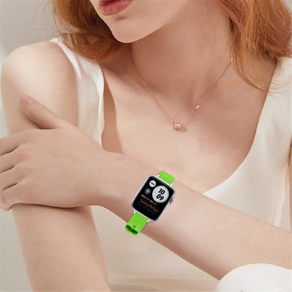 Apple Watch Series 8 (45mm) / Watch Ultra top layer cowhide ægte læder urrem - Fluorescerende Grøn