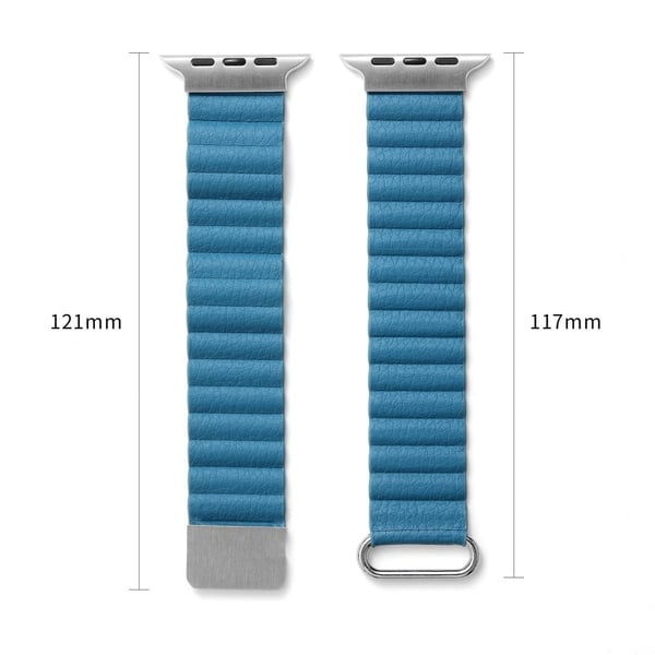 Apple Watch Series 8 (41mm) urrem i ægte læder med litchi-tekstur - Sort Spænde / Grøn