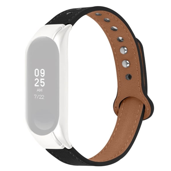 Xiaomi Mi Smart Band 4 / 3 urrem i okselæder med cover i rosaguld - Sort Xiaomi Mi Smart Band 4 / 3 urrem i okselæder med cover i rosaguld - Sort