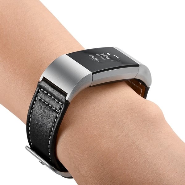 Fitbit Charge 2 aito nahkainen kellonauha - Musta