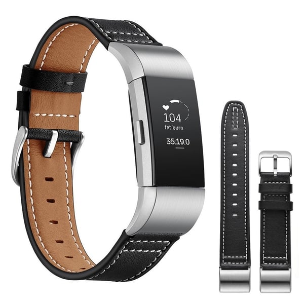 Fitbit Charge 2 aito nahkainen kellonauha - Musta