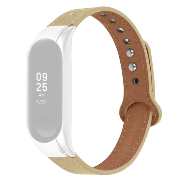Samsung Galaxy Fit e nahkainen kellonhihna hopeisella suojuksella - Vaalea Aprikoosi