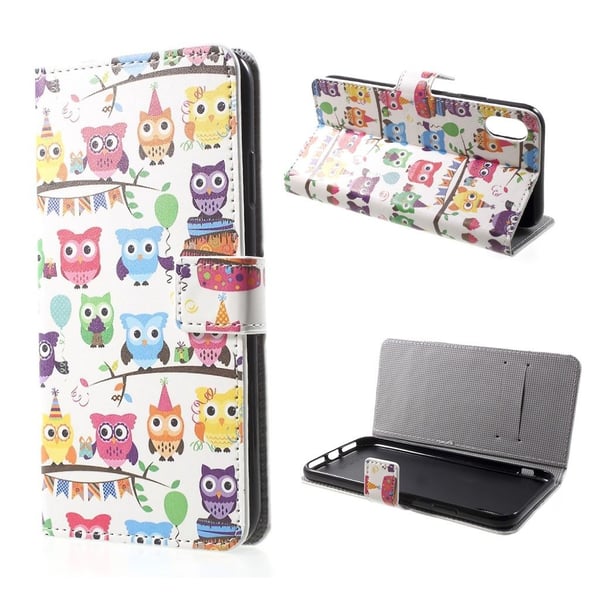 iPhone Xs Max læder flip cover med mønsterprint - Flere Ugler iPhone Xs Max læder flip cover med mønsterprint - Flere Ugler