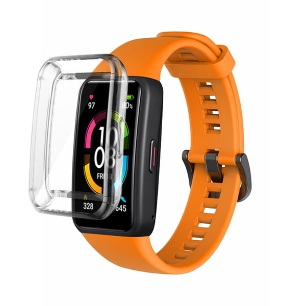 Huawei Band 6 silikoneurrem med klart cover - Orange