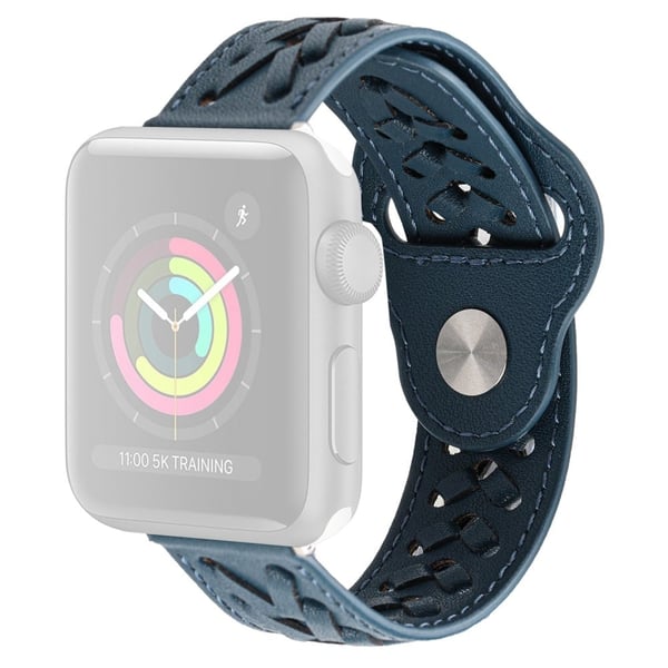 Apple Watch Series 8 (45 mm) / Watch Ultra V-formet flettet klokkerem i ekte skinn - Blå