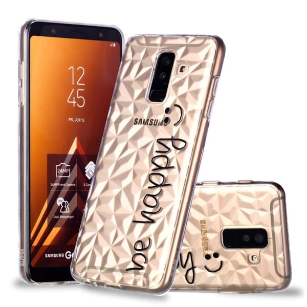 Samsung Galaxy A6 Plus (2018) beskyttelsesetui i silikone med 3D diamant mønster - "Be Happy" Samsung Galaxy A6 Plus (2018) beskyttelsesetui i silikone med 3D diamant mønster - "Be Happy"
