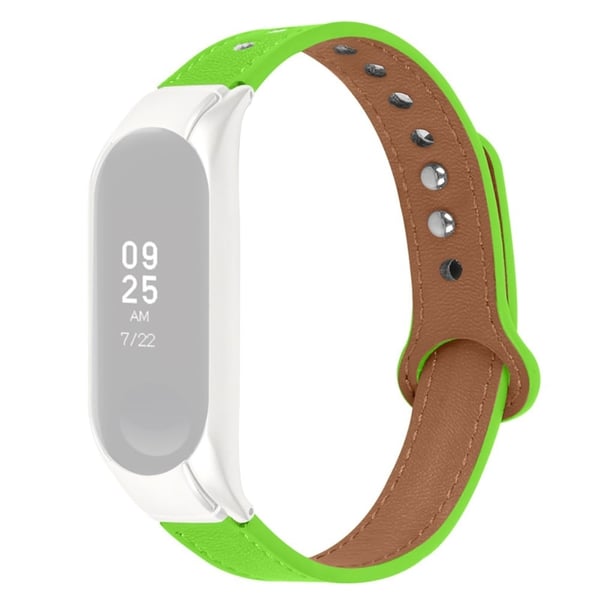Xiaomi Mi Smart Band 4 / 3 lehmännahkainen kellonhihna ruusukultaisella kannella - Fluoresoiva Vihreä Xiaomi Mi Smart Band 4 / 3 lehmännahkainen kellonhihna ruusukultaisella kannella - Fluoresoiva Vihreä
