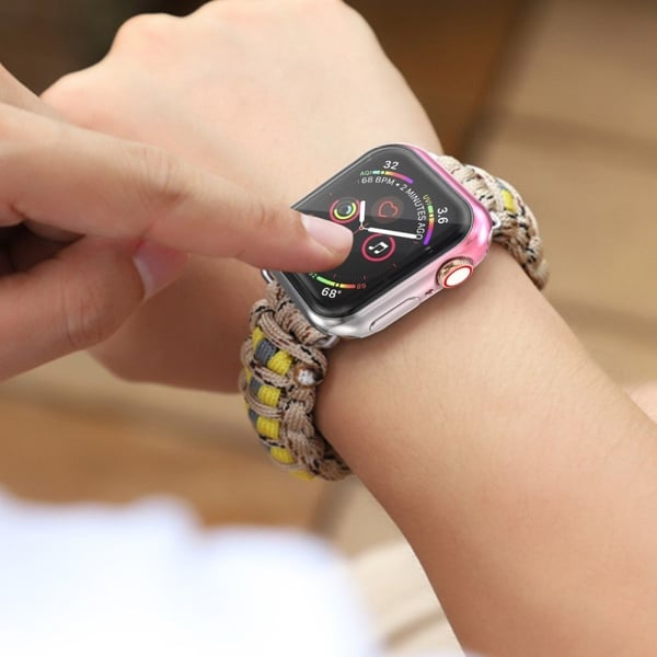 Apple Watch Series 5 44mm stilig fargerike veske - Rosa / Grå