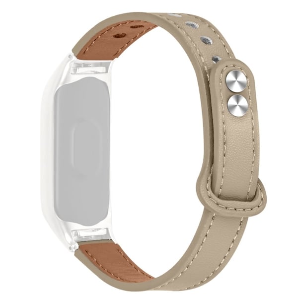 Xiaomi Mi Smart Band 6 / 5 kuskinn skinnklokkerem med svart deksel - Lysebrun