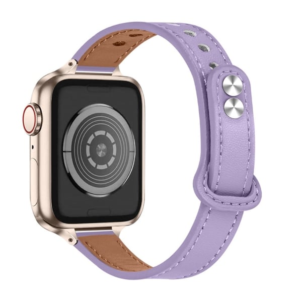 Apple Watch Series 8 (41mm) urrem i ægte læder - Lyselilla Apple Watch Series 8 (41mm) urrem i ægte læder - Lyselilla