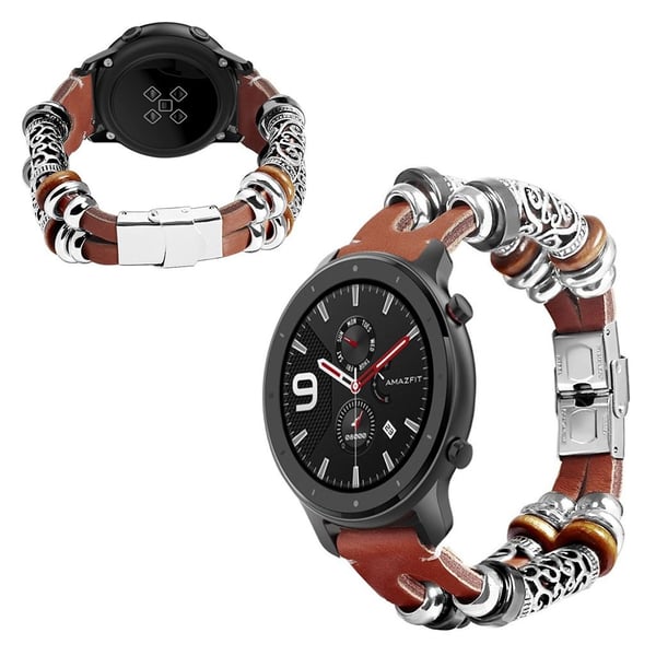 Amazfit GTR 47mm / Samsung Galaxy Watch (46mm) retro læder Læder Urrem - Mørkebrun Amazfit GTR 47mm / Samsung Galaxy Watch (46mm) retro læder Læder Urrem - Mørkebrun