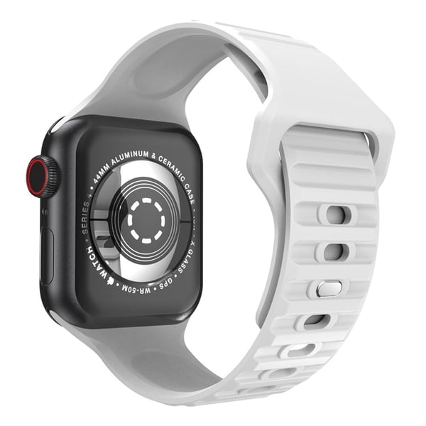 Apple Watch Series 8 (45mm) / Watch Ultra stribe-ætset silikone-urrem - Hvid Apple Watch Series 8 (45mm) / Watch Ultra stribe-ætset silikone-urrem - Hvid