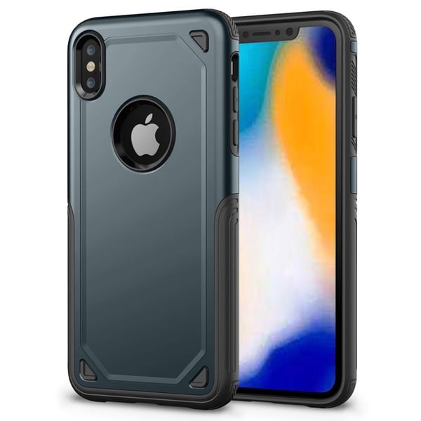 iPhone 9 Hybriidi Kova Ja Pehmeä Muovinen Takasuoja Kuori - Tumman Sininen