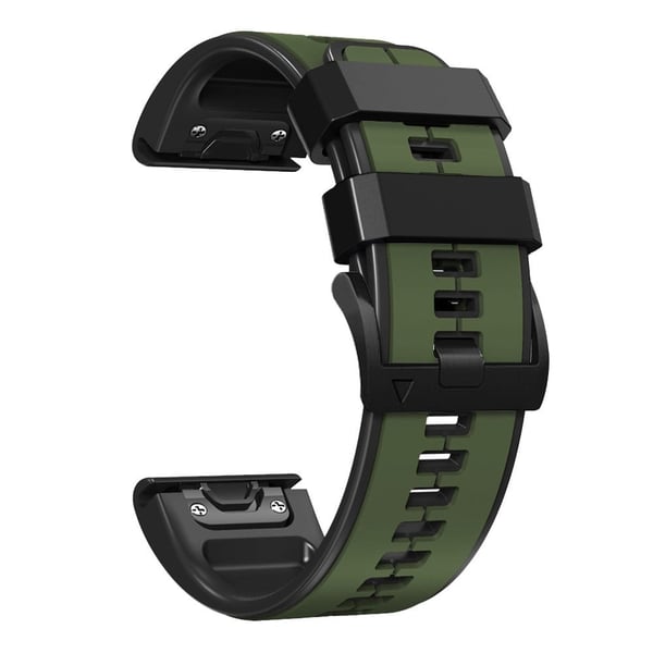 22 mm tofarget klokkerem i silikon for Garmin- og Coros-klokker - Militærgrønn / Svart