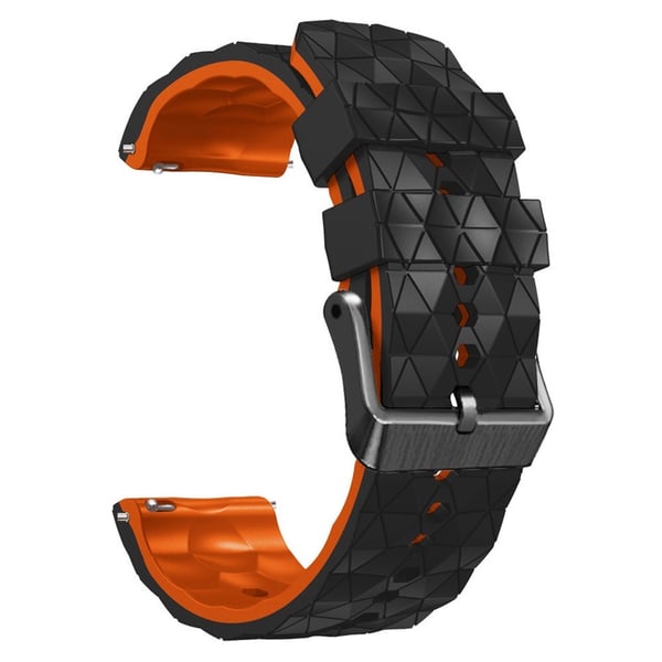 22 mm universal silikoneurrem i ikosaeder-stil - Sort / Orange