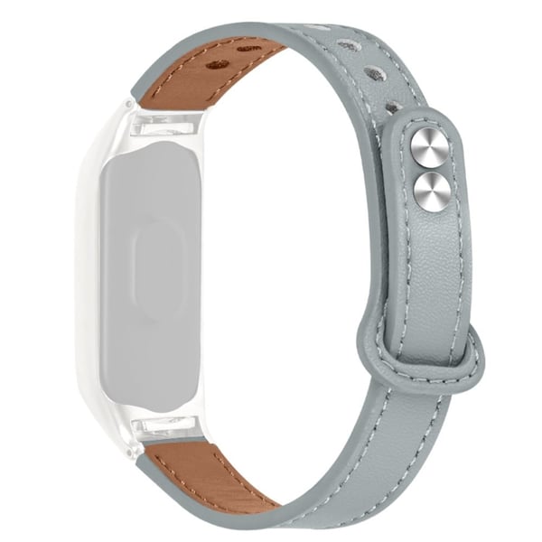 Xiaomi Mi Smart Band 6 / 5 kuskinn skinnklokkerem med svart deksel - Grå