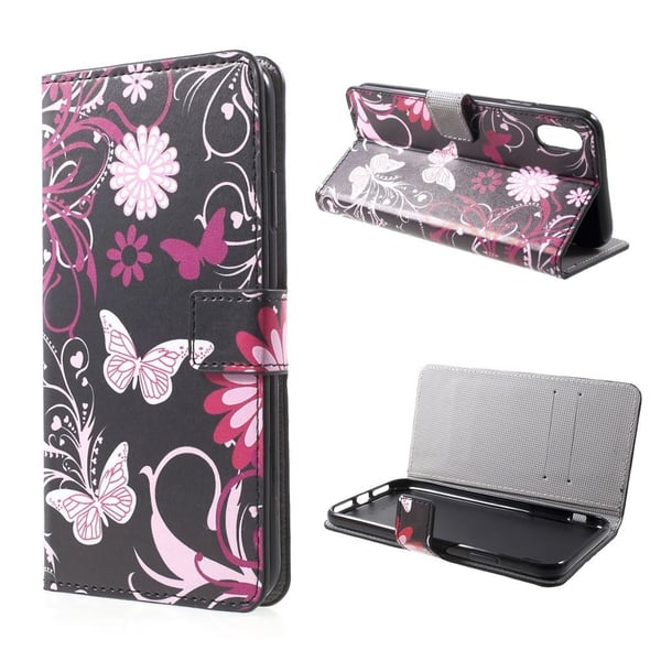 iPhone Xs Max beskyttelses deksel av syntetisk skinn med printet mønster - sommerfugl blomster iPhone Xs Max beskyttelses deksel av syntetisk skinn med printet mønster - sommerfugl blomster
