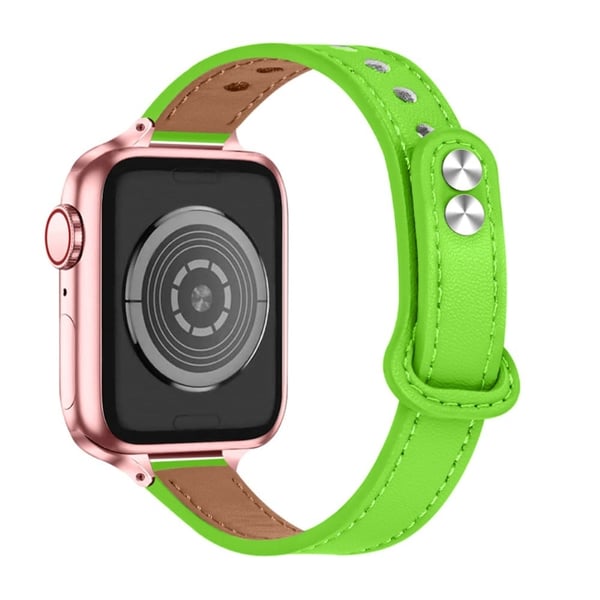 Apple Watch Series 8 (41 mm) klokkerem i topplag av ekte skinn - Fluorescerende Grønn