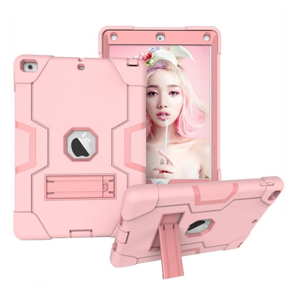 iPad beskyttelses deksel av plastikk og silikon med 2 fargers design - rose gull
