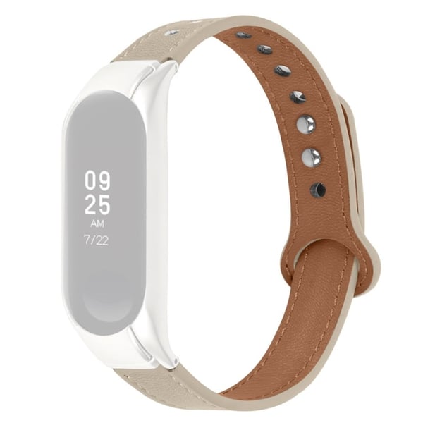 Xiaomi Mi Band 7 klokkerem i okseskinn med svart deksel - Elfenbenshvit