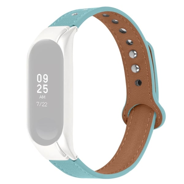 Samsung Galaxy Fit e klokkerem i okseskinn med sølvfarget deksel - Babyblå