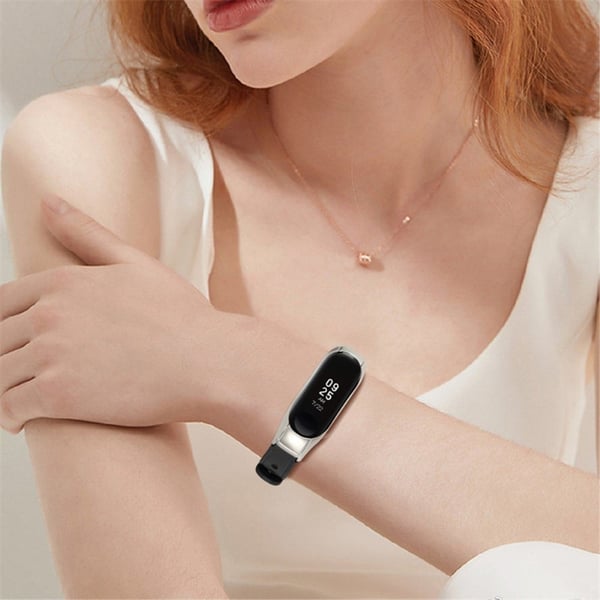 Xiaomi Mi Band 7 klokkerem i okseskinn med rosagulldeksel - Svart