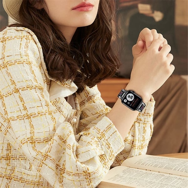 Apple Watch Series 8 (45 mm) / Watch Ultra urrem i rustfritt stål med rhinestone - Svart / Lilla Grønn Blanding