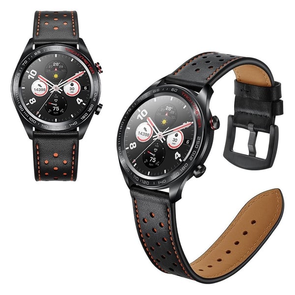 Huawei Watch Magic ekte skinn klokke band - Svart Huawei Watch Magic ekte skinn klokke band - Svart