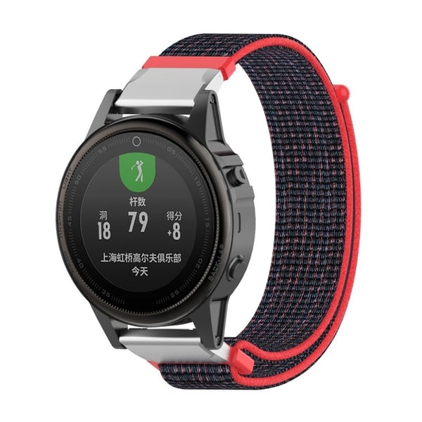 Garmin Fenix 6S / Fenix 5S Plus nylonsilmukkainen kellonauha - Punainen / Musta