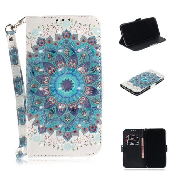 iPhone 9 beskyttelses deksel av syntetisk skinn med printet mønster - Mandala iPhone 9 beskyttelses deksel av syntetisk skinn med printet mønster - Mandala