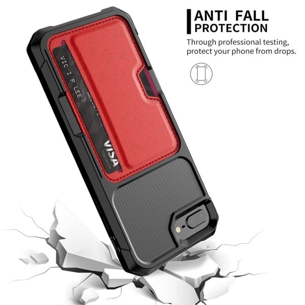 iPhone 7 Plus / 8 Plus hybrid etui med læderbelægning - Rød