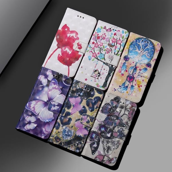 iPhone 9 Plus Kimalteleva Kuviollinen Synteetti Nahkainen Lompakko Suojakotelo - Värikkäät Kukat