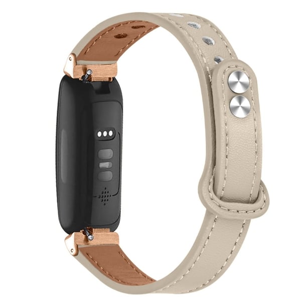 Fitbit Inspire 2 / Ace 2 klokkerem i okseskinn med kontakt i rosa gull - Elfenbenshvit