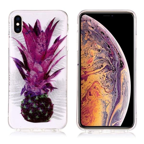 iPhone Xs Max flash pudder mønstret etui - Ananas