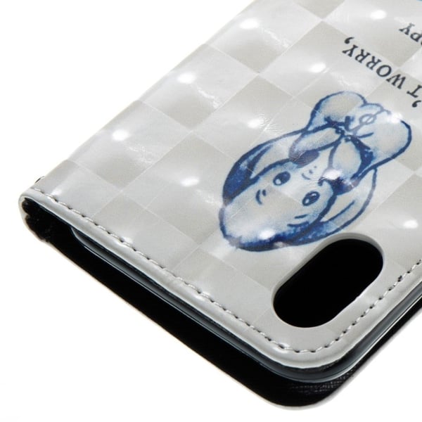 iPhone Xs Max læder flip cover med mønsterprint - Elefant