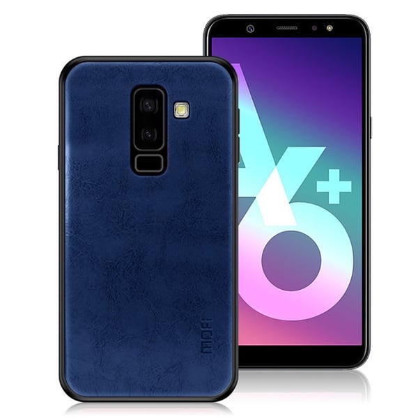 Samsung Galaxy A6 Plus (2018) MOFI Synteetti Nahkainen Kova Muovinen Hybriidi Takasuoja Kuori - Sininen