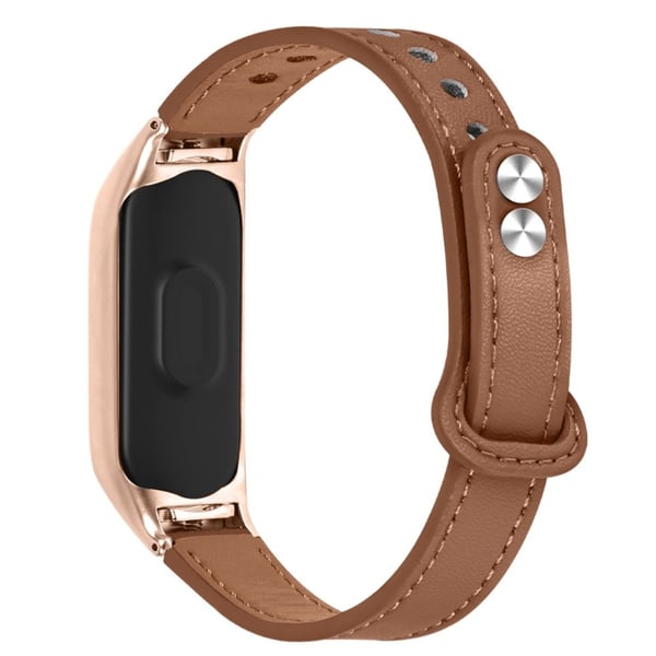Xiaomi Mi Smart Band 6 / 5 urrem i okselæder med rosaguld cover - Brun Xiaomi Mi Smart Band 6 / 5 urrem i okselæder med rosaguld cover - Brun