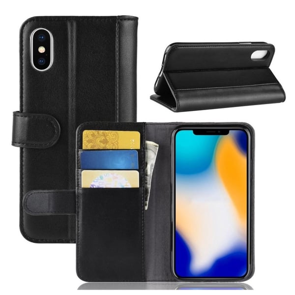 iPhone Xs Max beskyttelses deksel av behandlet kuskinn - Svart