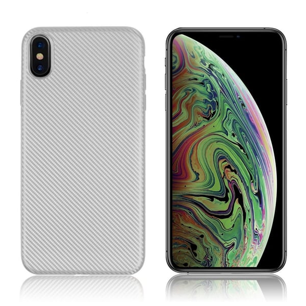 Etui med kulfiberstruktur til iPhone Xs Max - Sølv