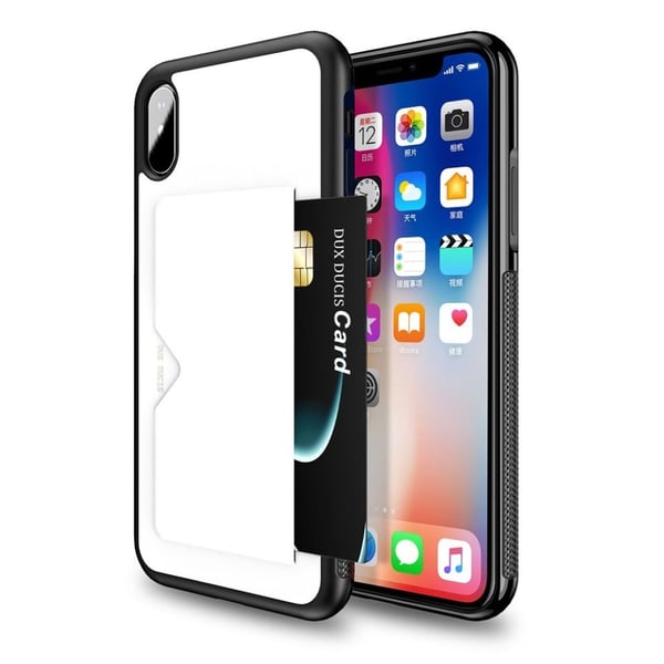 DUX DUCIS iPhone 9 Plus mobilskal silikon plast syntetläder korthållare - Vit
