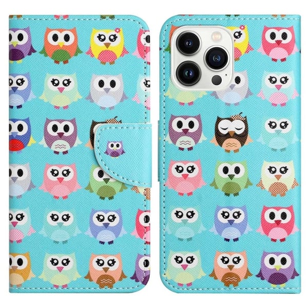 Wonderland iPhone 14 Pro Läppäkotelo - Cute Owls Wonderland iPhone 14 Pro Läppäkotelo - Cute Owls